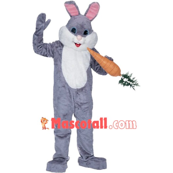 Grey Plush Bunny Mascot Costume 