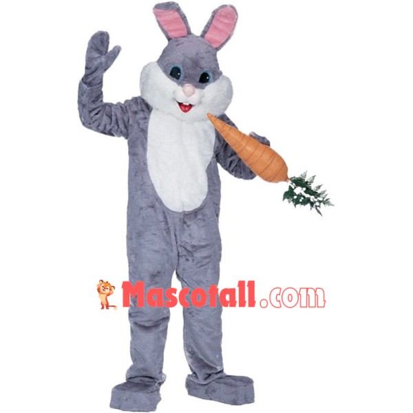 Grey Plush Bunny Mascot Costume 