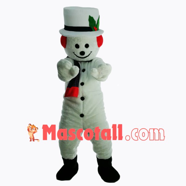 New Extra Round Snowman w Hat Scarf Mascot Costume