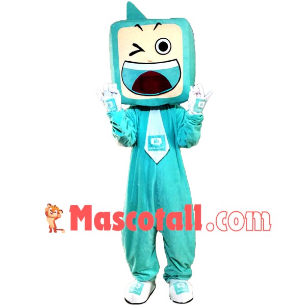 Green TV Set Mascot Costumes