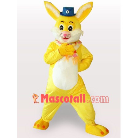 Yellow Rabbit Short Plush Adult  Mascot Costume