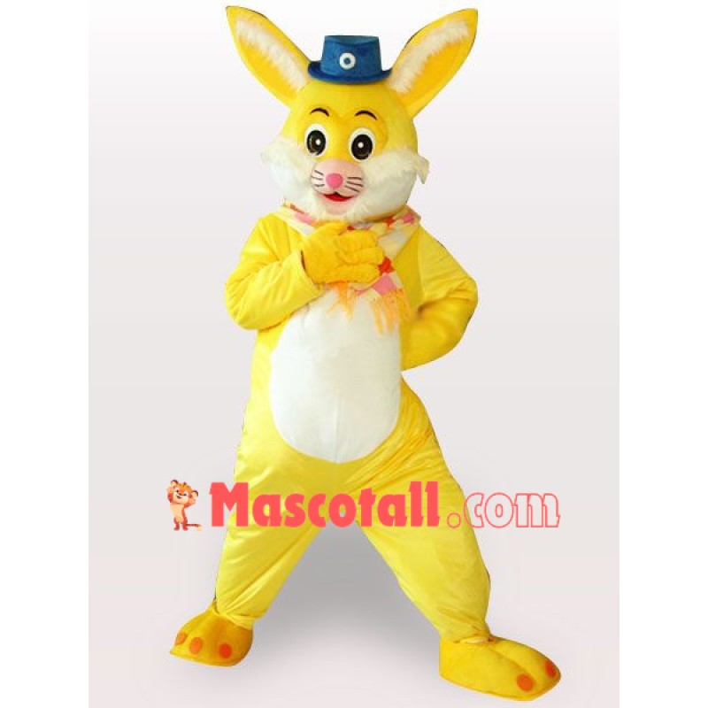 Yellow Rabbit Short Plush Adult  Mascot Costume