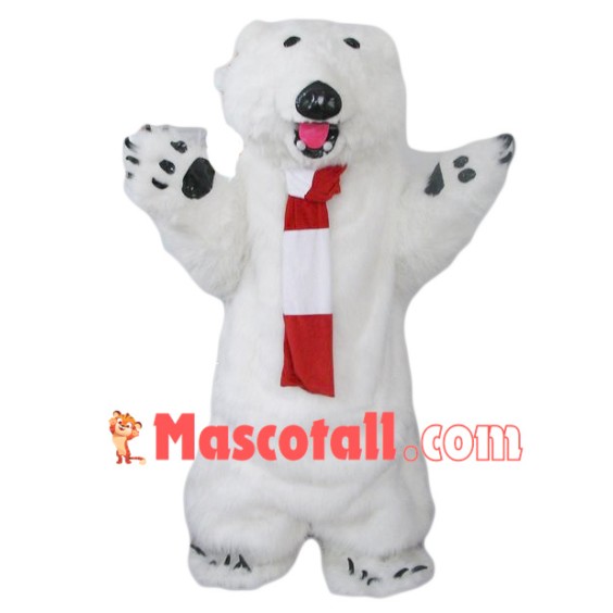 Furry Polar Bear Mascot Costume 