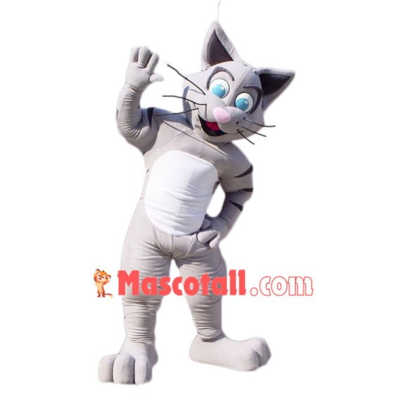 Cute Gray Cat Mascot Costume