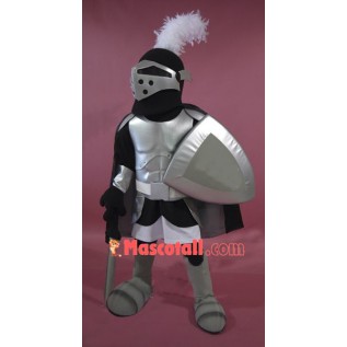 Silver Knight Mascot Costume 