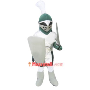 Green & Sliver Knight Mascot Costume