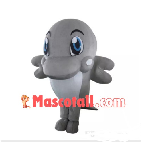Professional Gray Dolphin Mascot Costume
