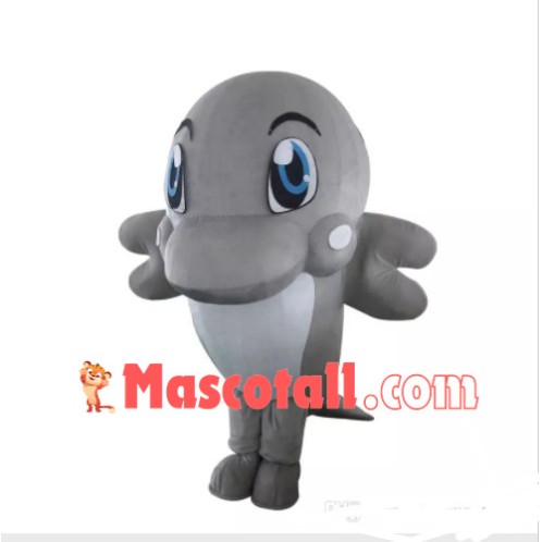Professional Gray Dolphin Mascot Costume