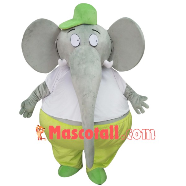 Big Fat Grey Elephant Mascot Costume