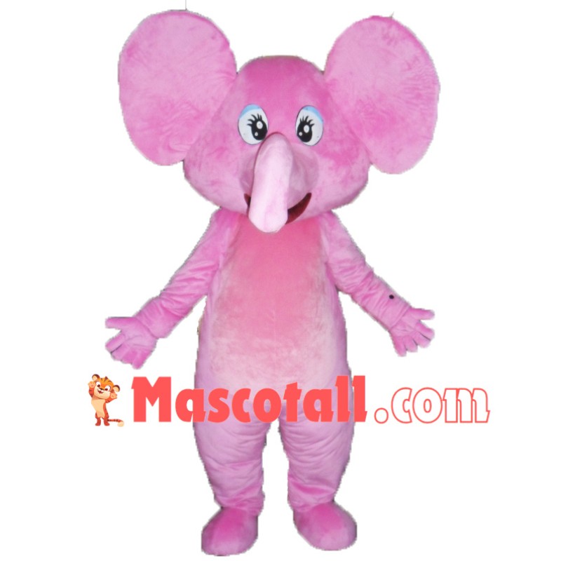 Happy Pink Elephant Mascot Costume