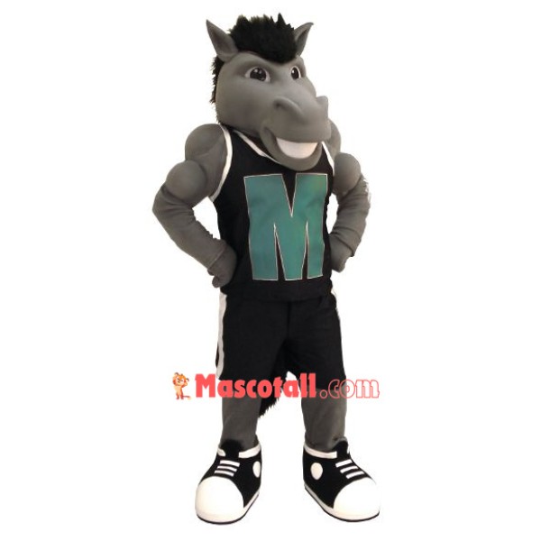 Grey Power Mustang Mascot Costume