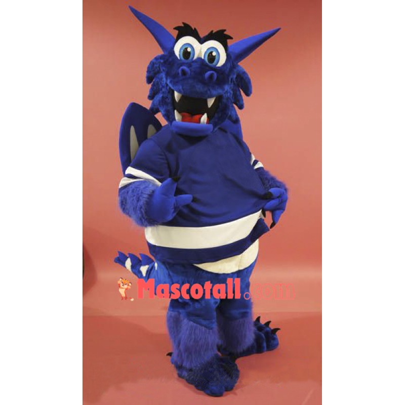 Blue Happy Dragon Mascot Costume