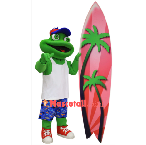 Surfer Frog Mascot Costume