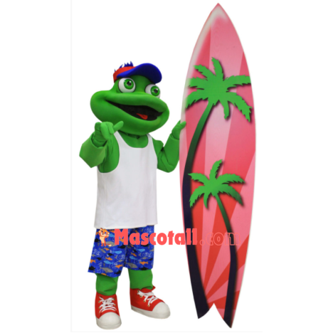 Surfer Frog Mascot Costume