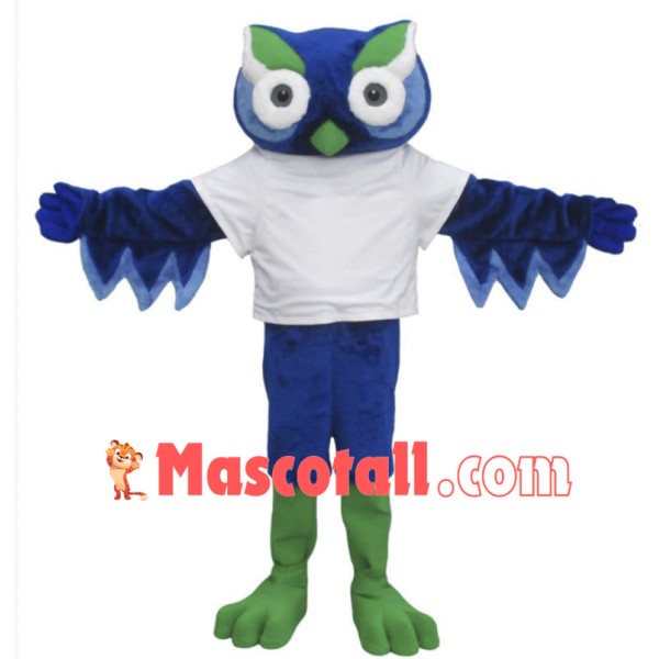 Cute Blue Owl Mascot Costume