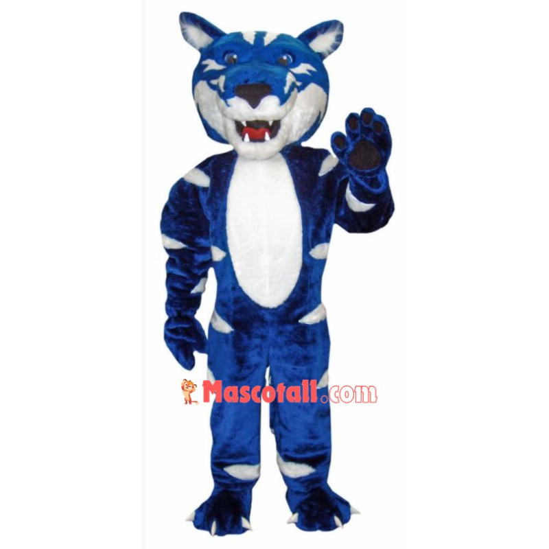 Blue & White Wild Cat Mascot Costume