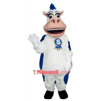 Blue & White Cow Mascot Costume