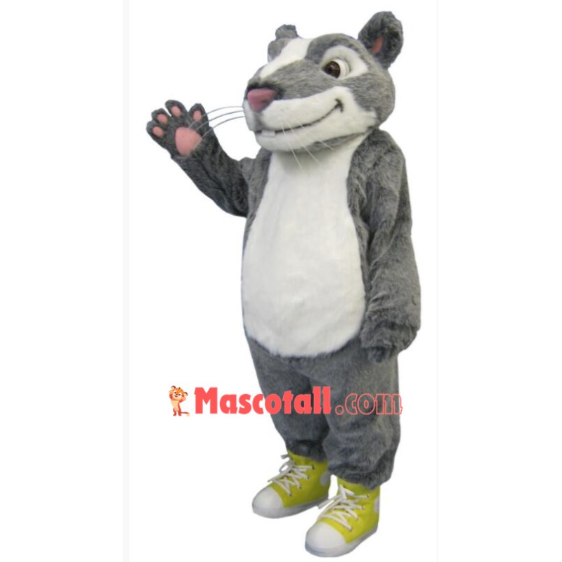 Grey White Hamster Mascot Costume