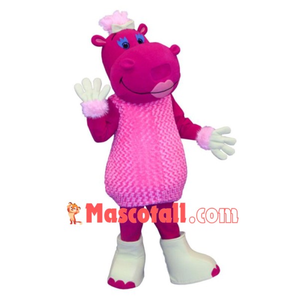 Pink Hippo Mascot Costume