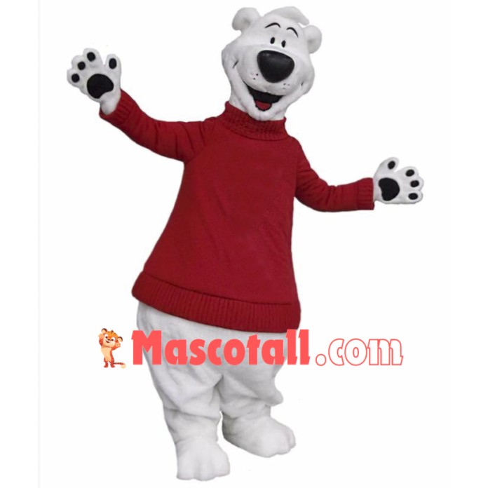 Happy Polar Bear Mascot Costume 