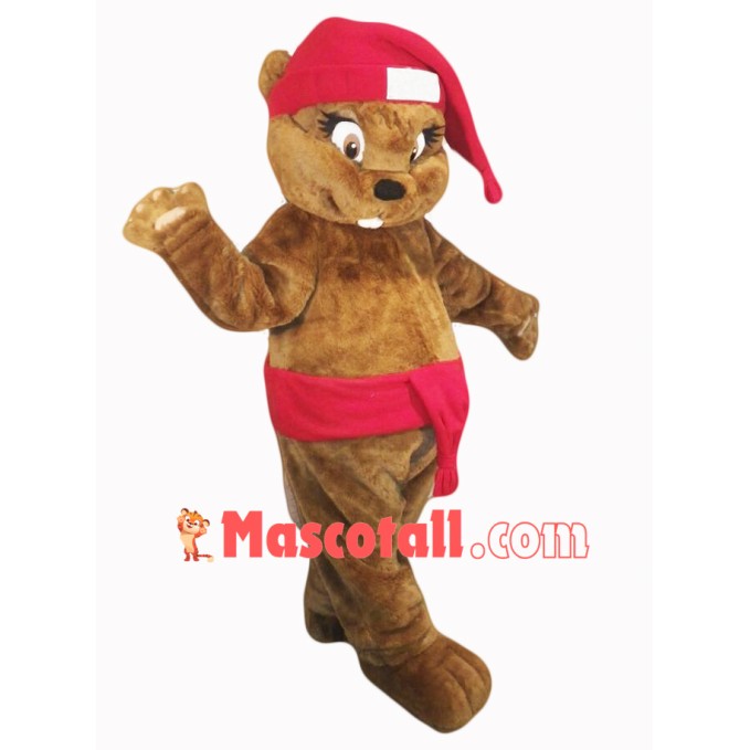 Christmas Beaver Mascot Costume
