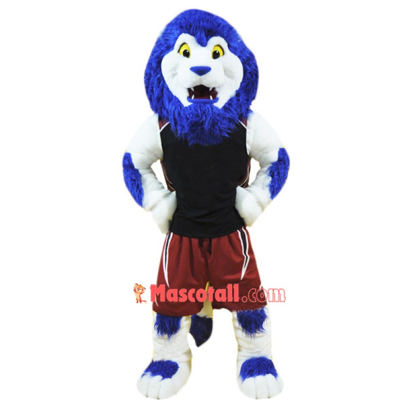 Blue Sport Lion Mascot Costume