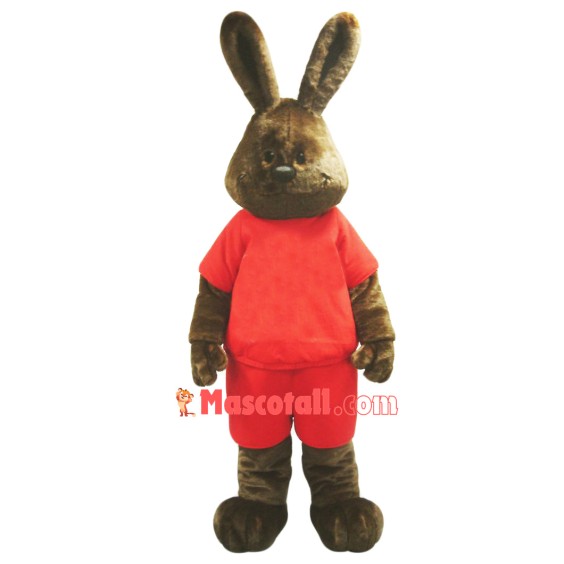 Happy Brown Rabbit Mascot Costume