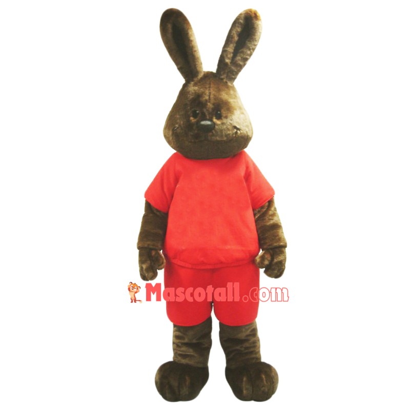 Happy Brown Rabbit Mascot Costume