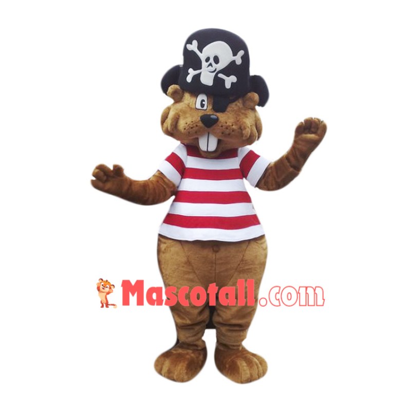 Pirate Beaver Mascot Costume