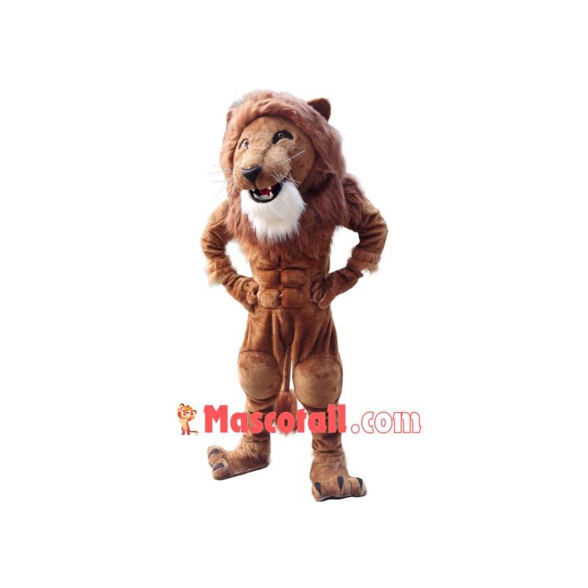 Strong Muscle Lion Mascot Costume