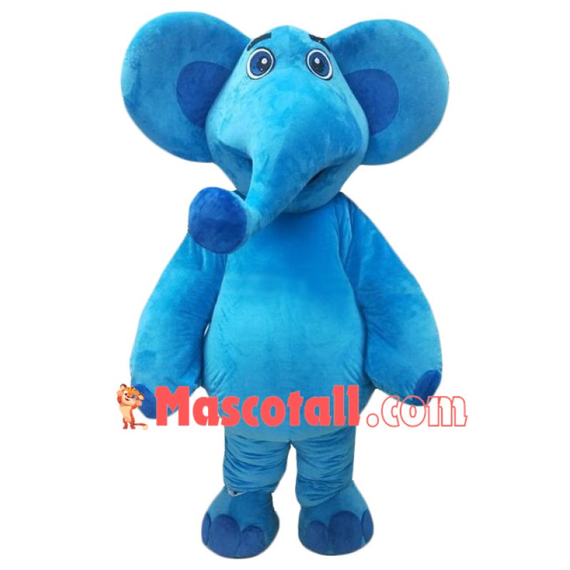 Superb Blue Elephant Mascot Costume