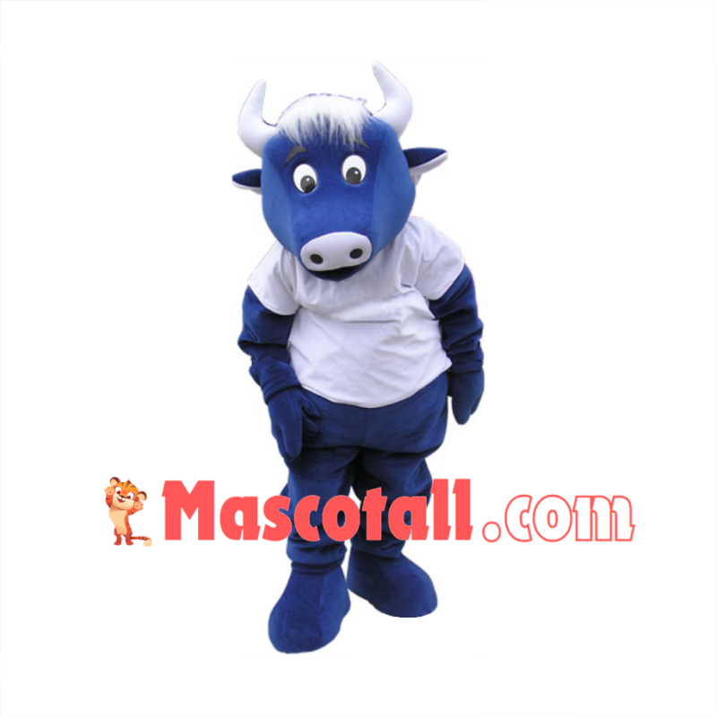 Cute Blue Bull Mascot Costume