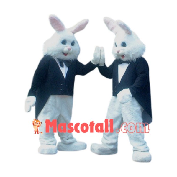 Handsome White Rabbit Mascot Costume