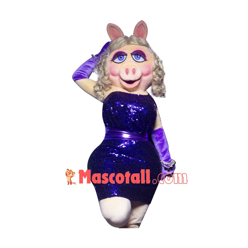 Muppet Piggy's New Sequins Dress Mascot Costume