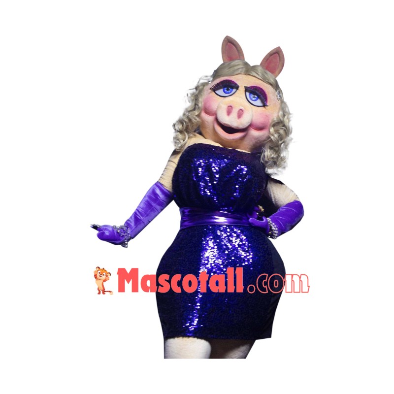 Muppet Piggy's New Sequins Dress Mascot Costume