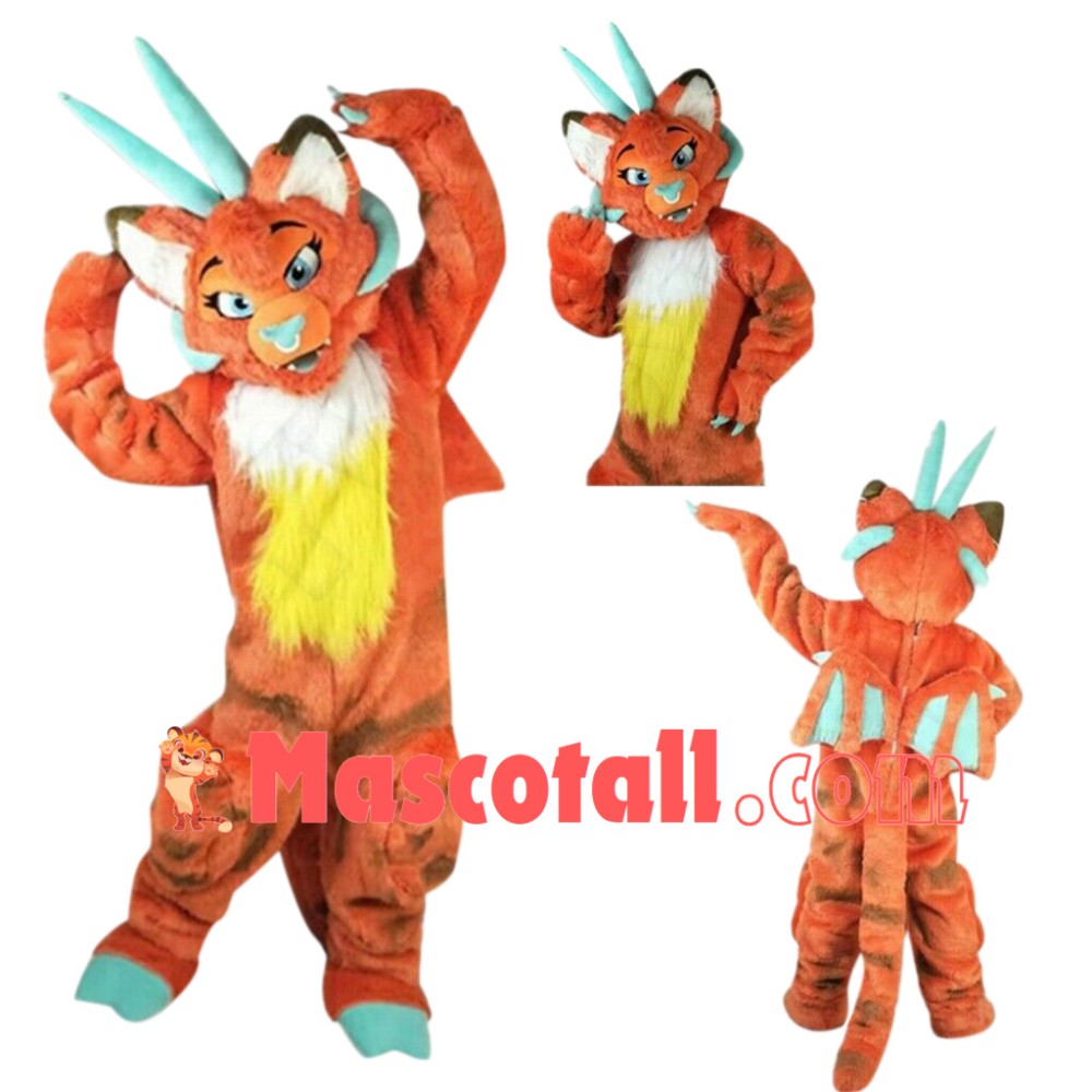 Superb Orange Dragon Mascot Costume