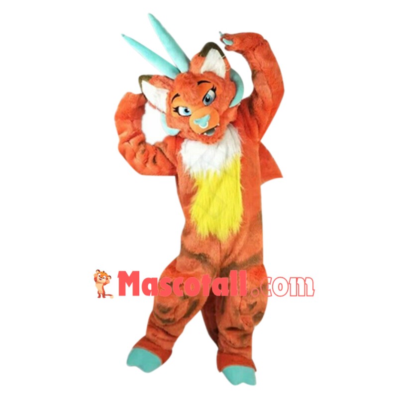 Superb Orange Dragon Mascot Costume