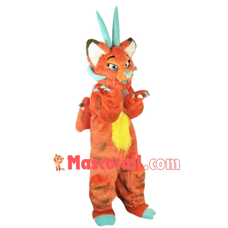 Superb Orange Dragon Mascot Costume
