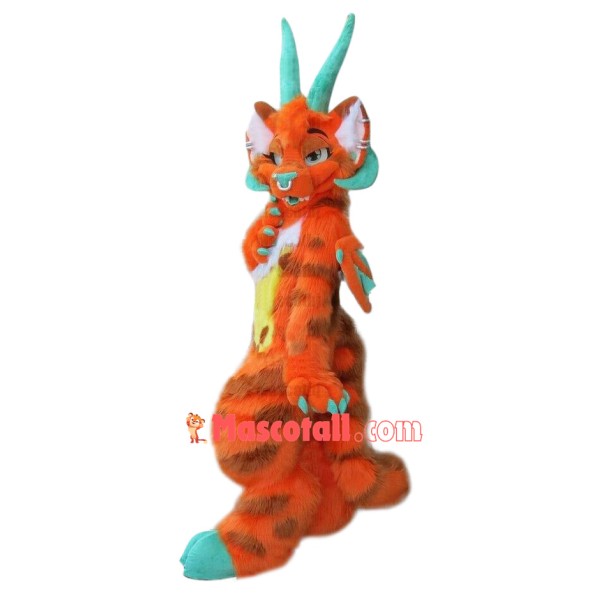 Orange Dragon Realistic Mascot Costume