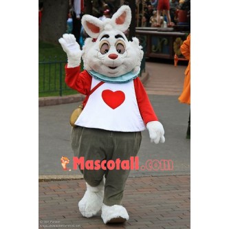 White Heart Rabbit Mascot Costume