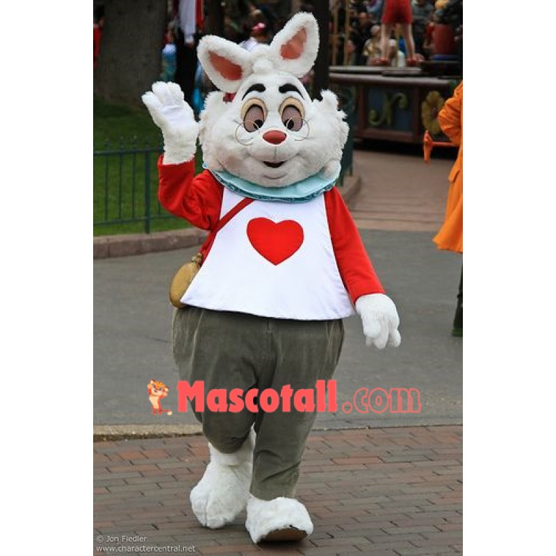 White Heart Rabbit Mascot Costume