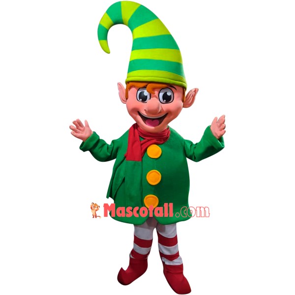 Superb Happy Christmas Elf Mascot Costume