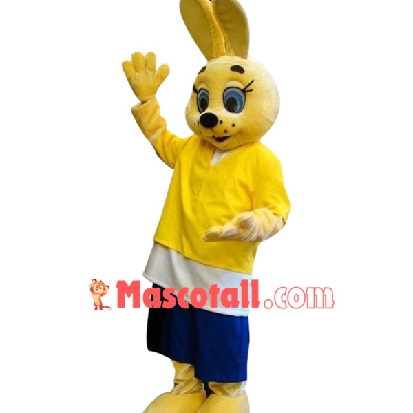Cute Yellow Bunny Mascot Costume