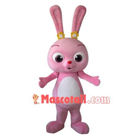 Superb Pink Bunny Mascot Costume