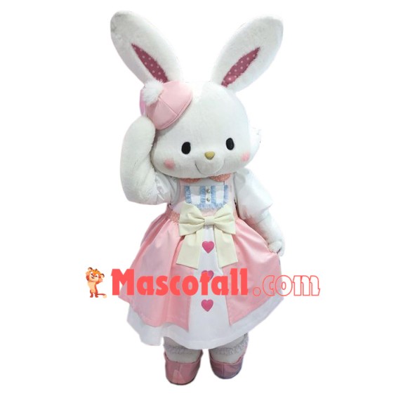 Pink Dress Rabbit Mascot Costume