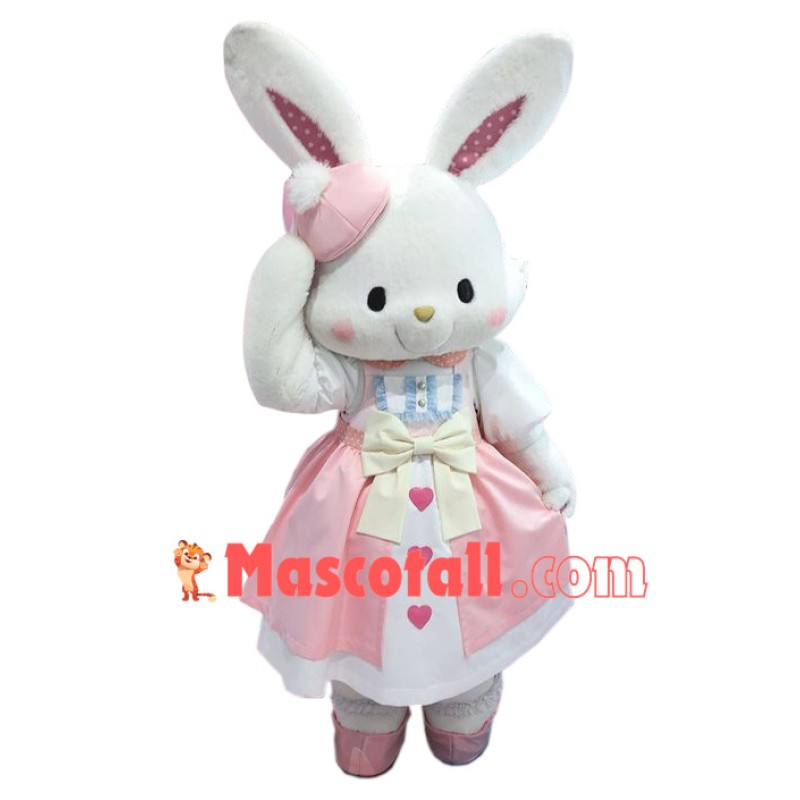 Pink Dress Rabbit Mascot Costume