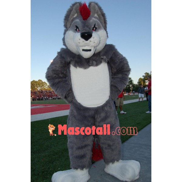 Superb Sport Grey Wolf Mascot Costume