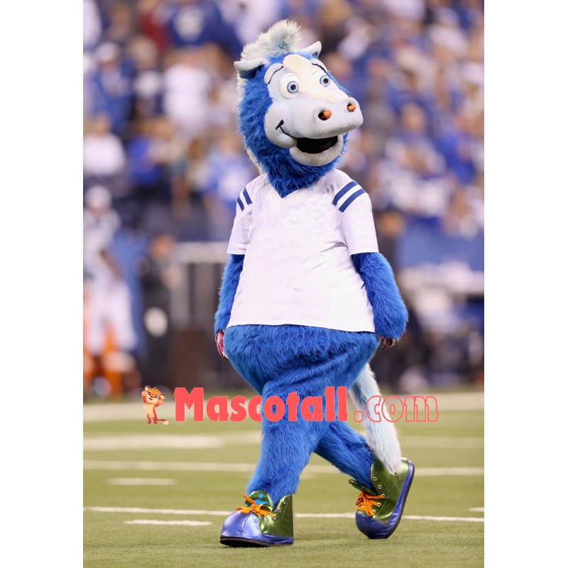 Cute Blue Horse Mascot Costume