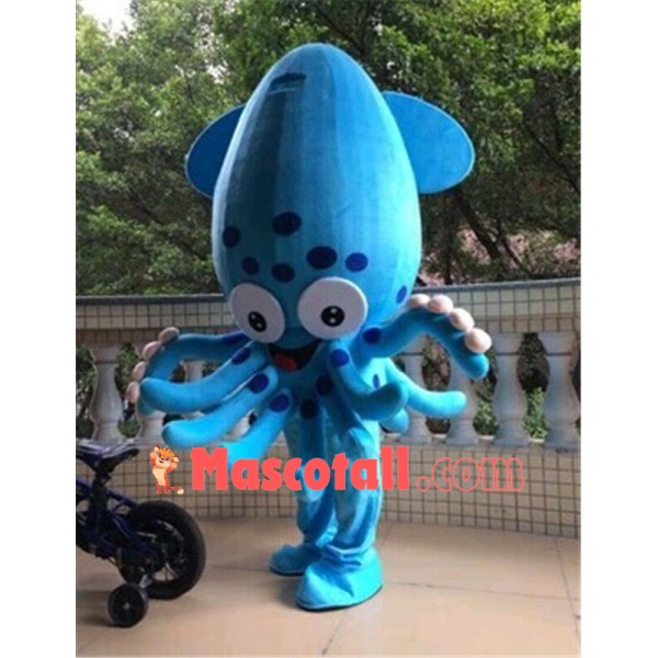 Blue Squid Mascot Costume