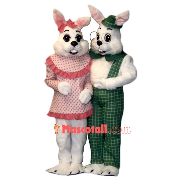 Friendly Mr & Mrs Rabbit Mascot Costume